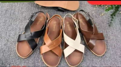 Women’s Cross-Strap Flat Sandals – Casual Summer Open-Toe Shoes with Buckle (Black/Brown/Tan/White)